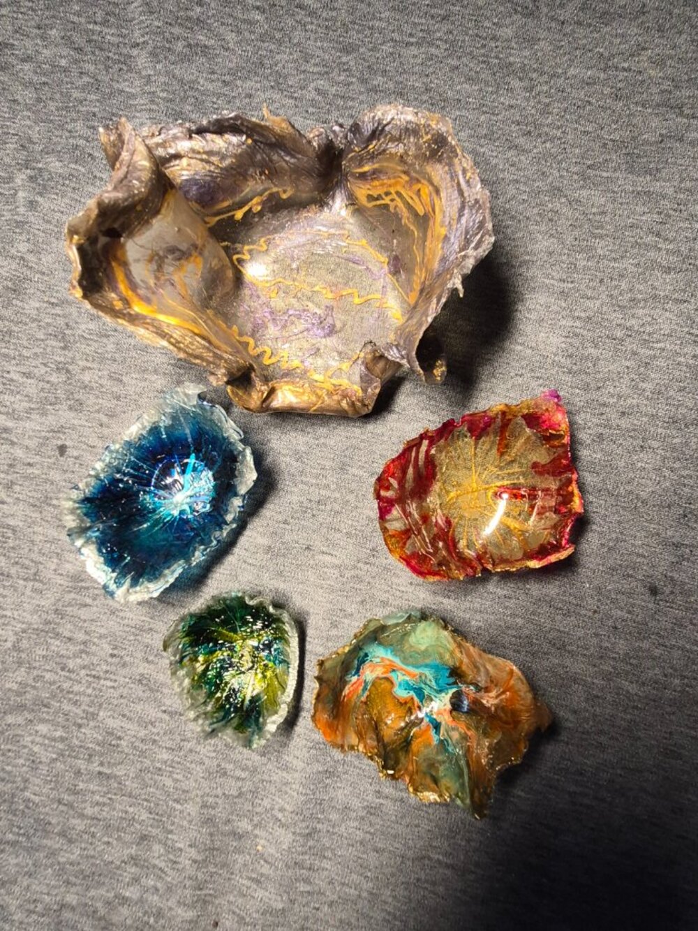 Avant-Garde Organic Epoxy Resin Decorative Trinket Bowls Handmade One of a Kind